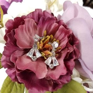 Vintage Art Deco Crystal Dangle Clip On Earrings